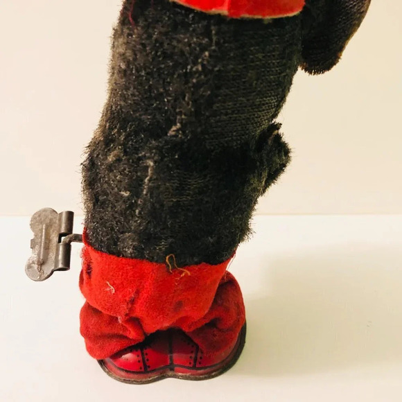 Vintage 1950s Tin Toy Key Wind Up Bear Playing Accordion 6 Inch Tall Works - Picture 10 of 16